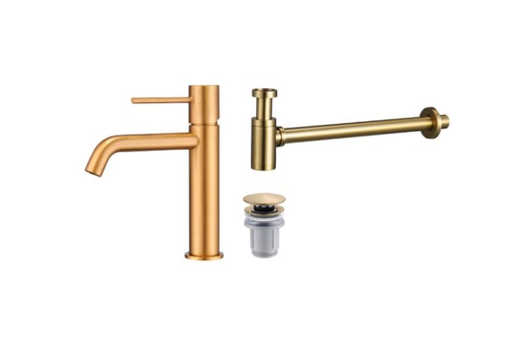 Pack Grifo de lavabo Monza + Válvula click-clack + Sifón visto redondo de Imex Principal 2
