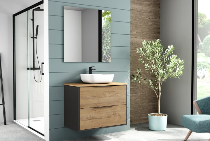 Mueble de baño con encimera de madera Bruntec Duox Principal 1