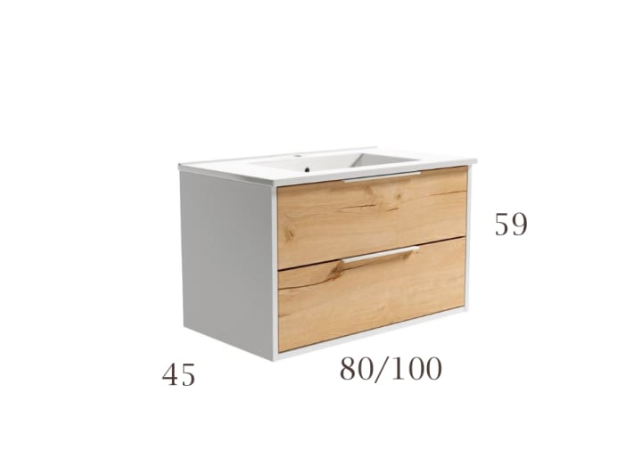 Mueble de baño con encimera de madera Bruntec Duox Croquis 3