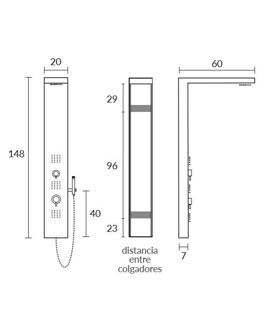 Columna de ducha Mizu Sagobar Croquis 1