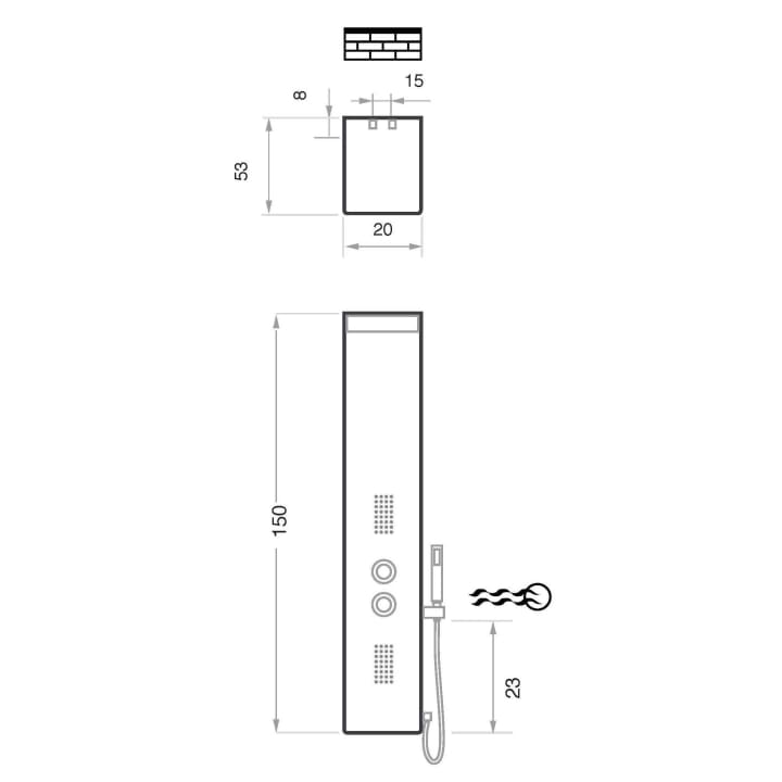 Columna de ducha hidromasaje de Oasis, Essence Croquis 4