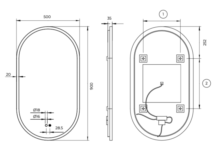 Espejo de baño con luz LED Ledimex Tokyo Croquis 10
