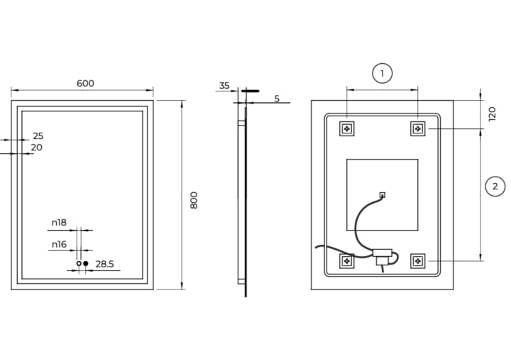 Espejo de baño con luz LED Ledimex Holanda Croquis 11