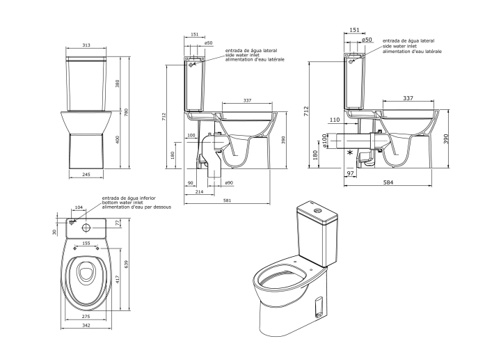 Inodoro completo Unisan Sanindusa Easy Croquis 5