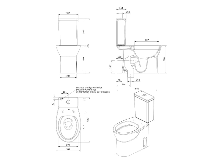 Inodoro completo Unisan Sanindusa Easy Croquis 9