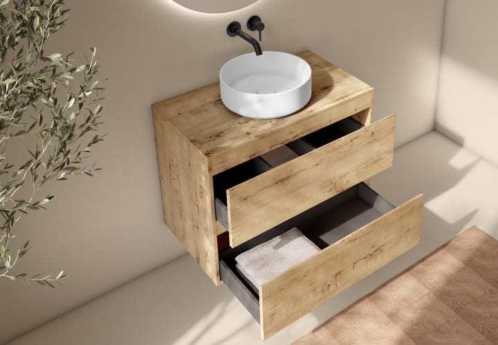Mueble de baño con encimera de madera Bruntec Roma Detalle 14