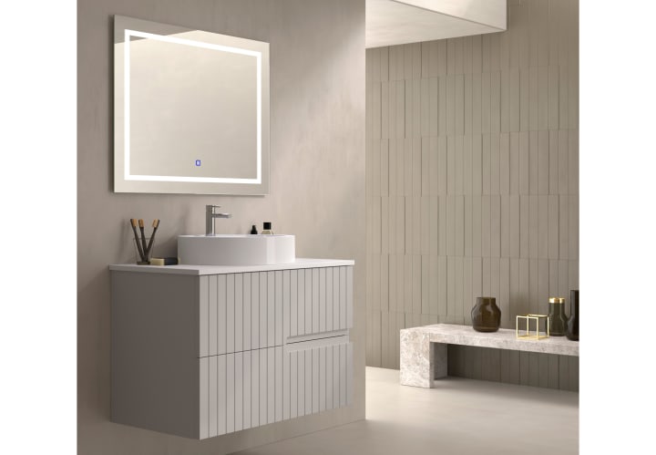 Mueble de baño con encimera piedra compactada blanca Bruntec Ebi colores Principal 3