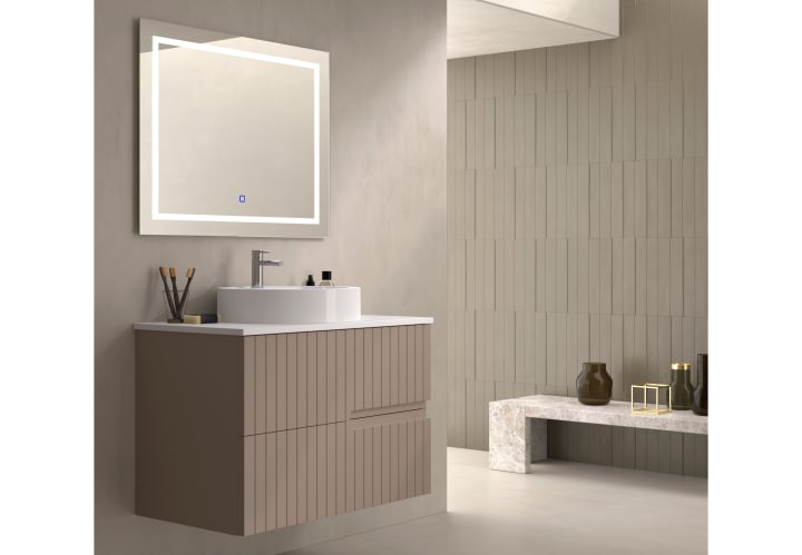 Mueble de baño con encimera piedra compactada blanca Bruntec Ebi colores Principal 5