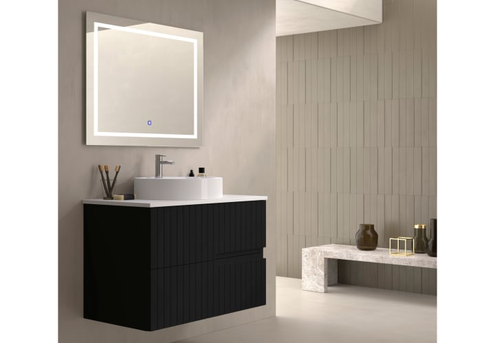 Mueble de baño con encimera piedra compactada blanca Bruntec Ebi colores Principal 2
