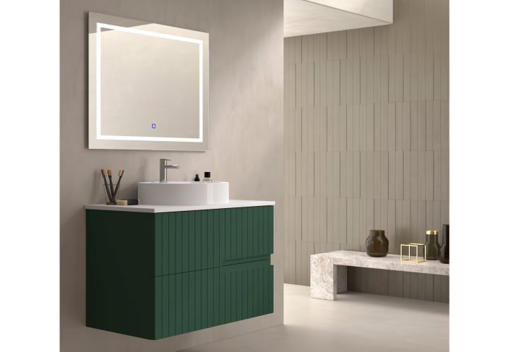 Mueble de baño con encimera piedra compactada blanca Bruntec Ebi colores Principal 7