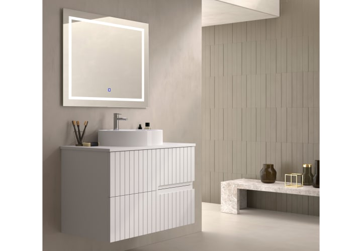 Mueble de baño con encimera piedra compactada blanca Bruntec Ebi colores Principal 1