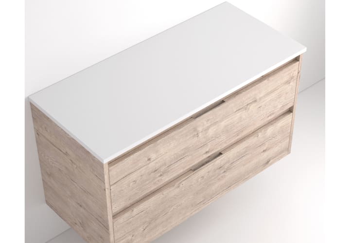 Mueble de baño con encimera piedra compactada blanca Bruntec Ebi colores Detalle 11