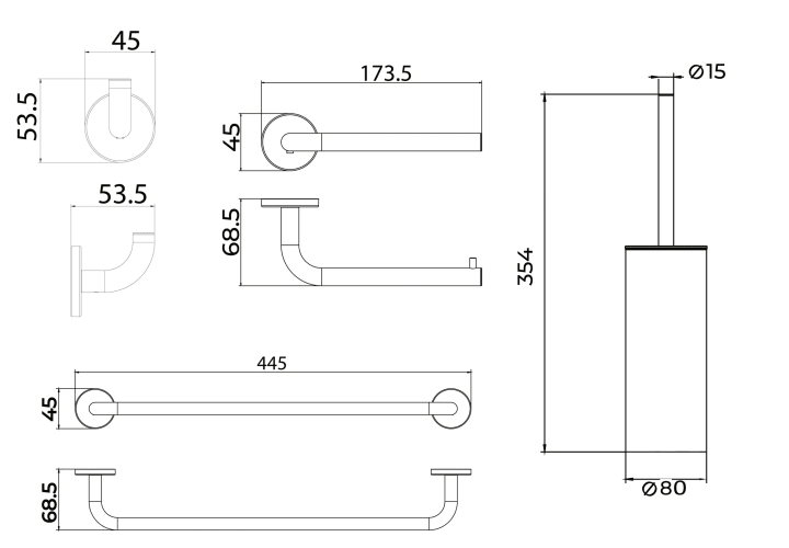 Conjunto de accesorios de baño Medimex Pure Croquis 11
