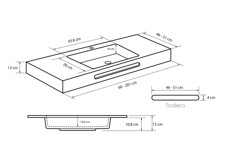 Lavabo suspendido Bruntec Ideal Croquis 3