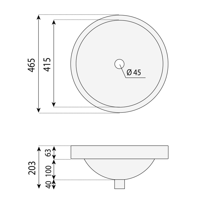Lavabo encastrado Bruntec Lille Croquis 2