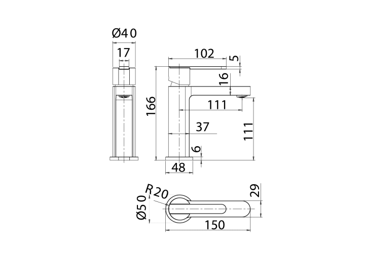 Grifo de lavabo Imex Roma Croquis 9