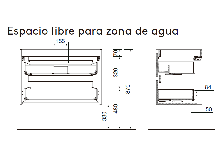 Mueble de baño con encimera de madera Salgar Attila Croquis 11