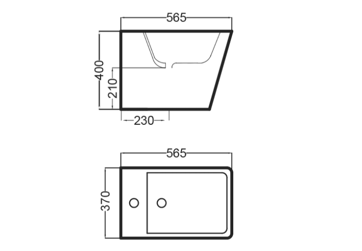 Bidé compacto Bruntec Square Croquis 4