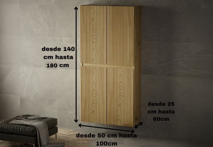 Armario doble 4 puertas madera maciza Bruntec Alpes Croquis 5