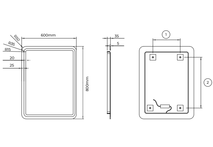 Espejo de baño con luz LED Ledimex Austria Croquis 13