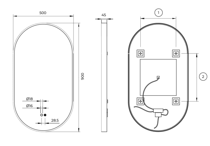 Espejo de baño con luz LED Ledimex Río Croquis 7
