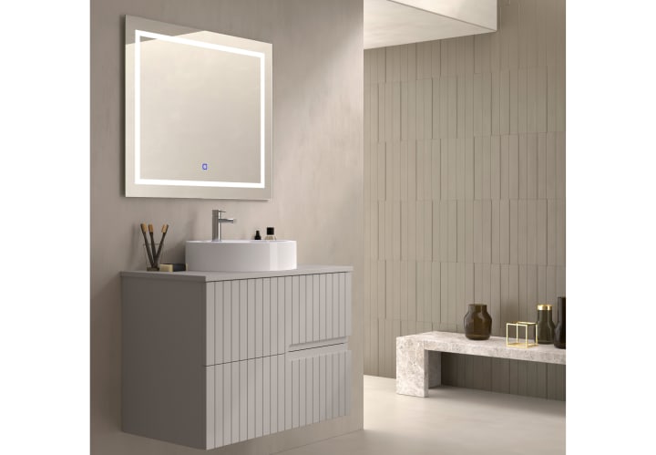 Mueble de baño con encimera piedra compactada del mismo color Bruntec Ebi colores Principal 3