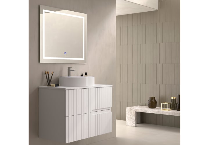Mueble de baño con encimera piedra compactada del mismo color Bruntec Ebi colores Principal 1