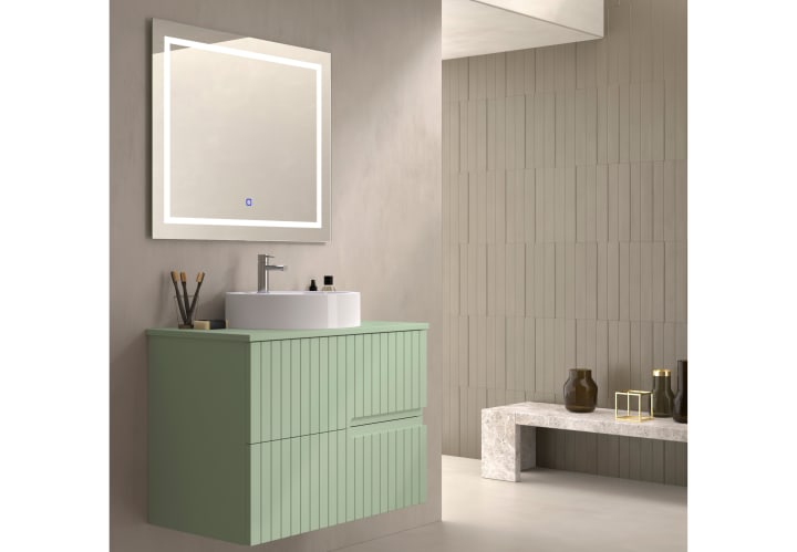 Mueble de baño con encimera piedra compactada del mismo color Bruntec Ebi colores Principal 8