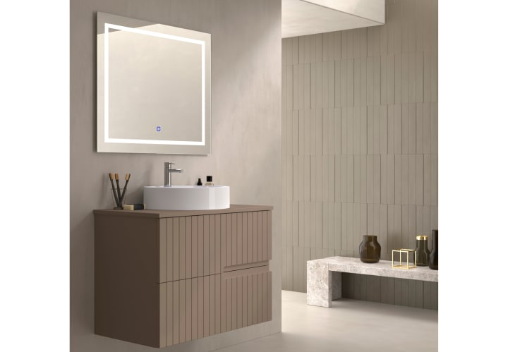 Mueble de baño con encimera piedra compactada del mismo color Bruntec Ebi colores Principal 5