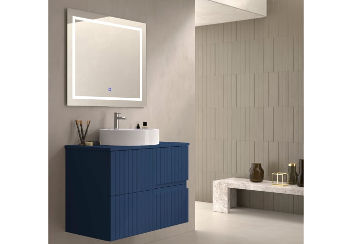 Mueble de baño con encimera piedra compactada del mismo color Bruntec Ebi colores Principal 7