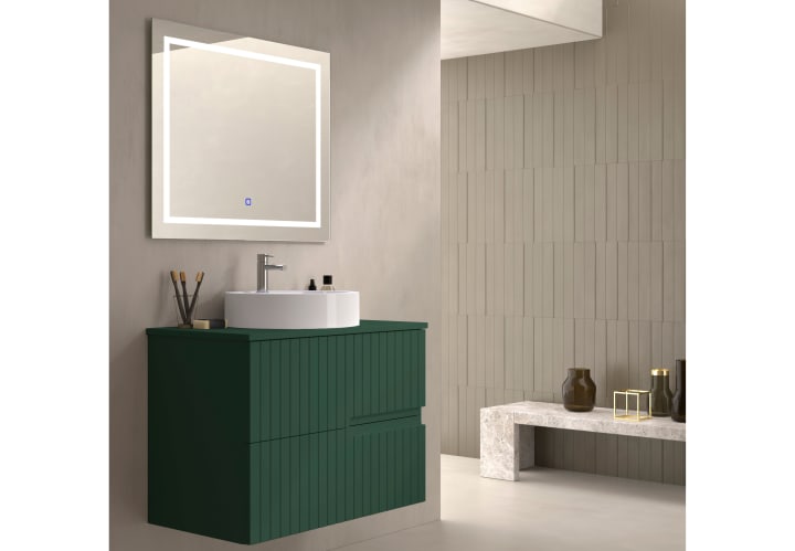 Mueble de baño con encimera piedra compactada del mismo color Bruntec Ebi colores Principal 6