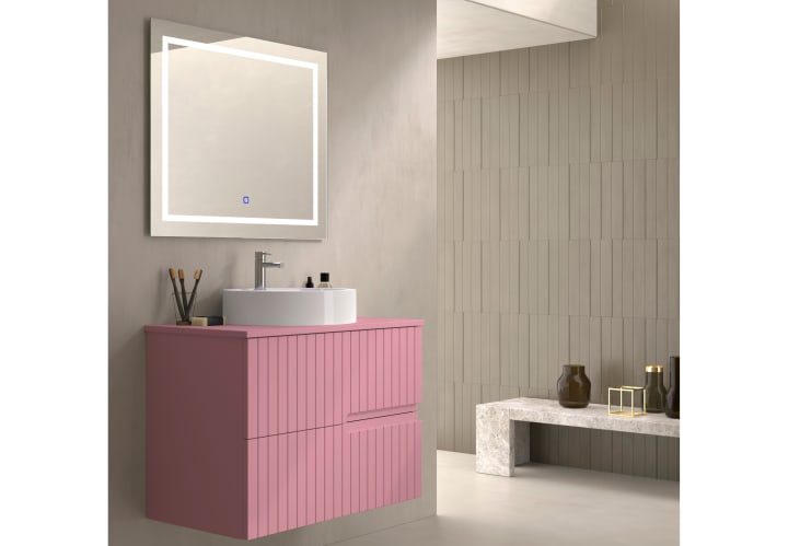 Mueble de baño con encimera piedra compactada del mismo color Bruntec Ebi colores Principal 9