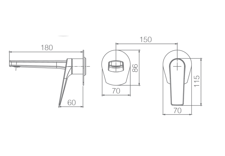 Grifo de lavabo empotrado Imex Delos Croquis 4