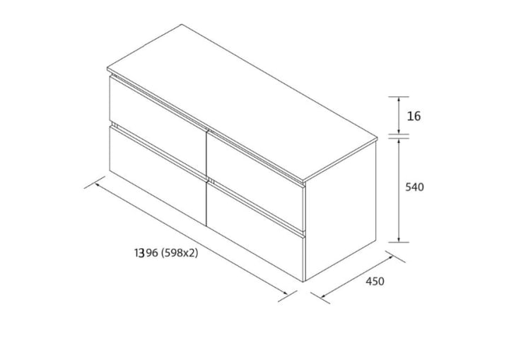 Mueble de baño para lavabo sobre encimera Salgar Bequia Croquis 13