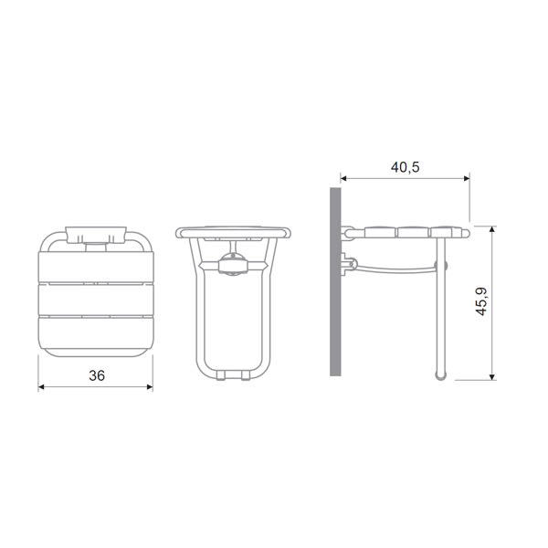 Asiento de ducha Lluvibath Dotty Croquis 1