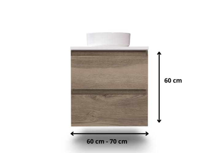 Mueble de baño pequeño Bruntec Nivo 2 cajones suspendido Croquis 11