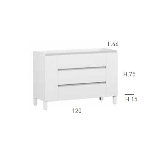 Mueble de baño con encimera de madera Campoaras Kloe Croquis 3