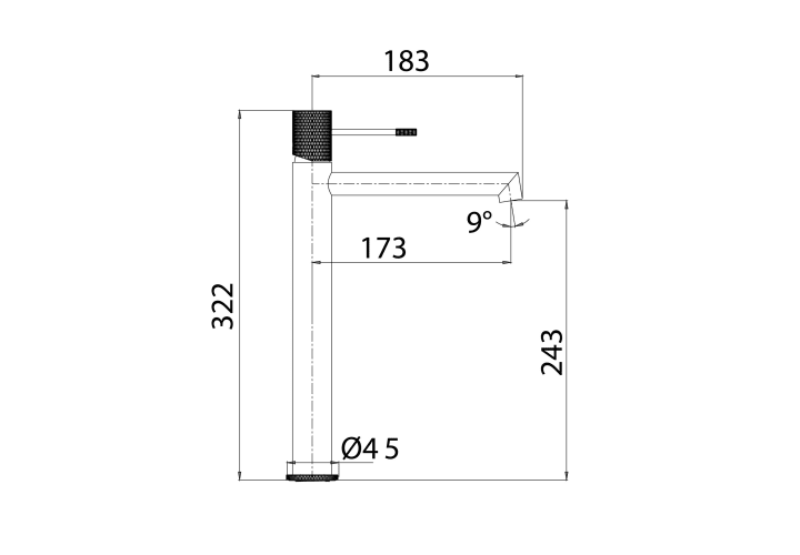 Pack Grifo de lavabo caño alto Imex Line + Válvula click-clack Croquis 12