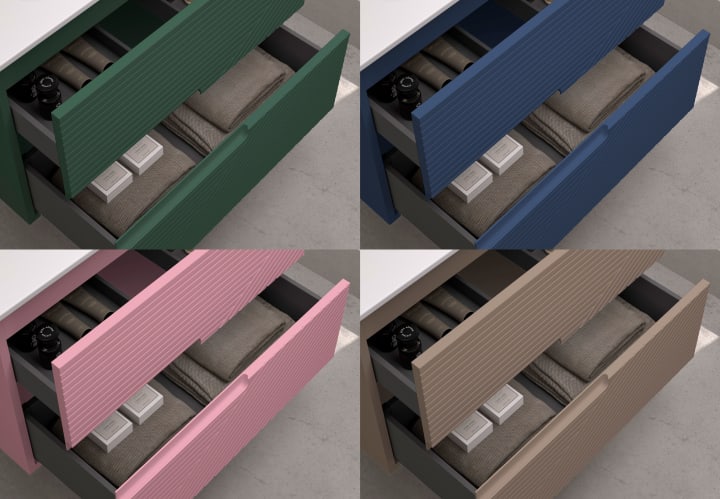 Mueble de baño con encimera piedra compactada mismo color de Bruntec Limo Detalle 11