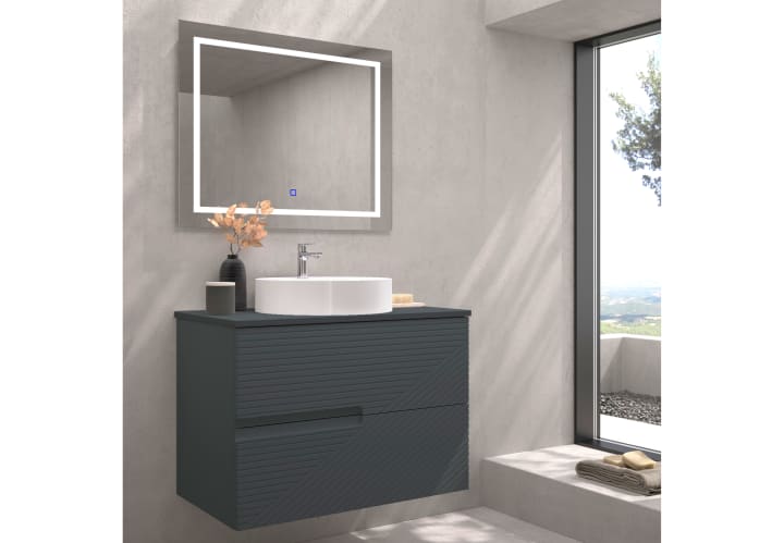 Mueble de baño con encimera piedra compactada mismo color de Bruntec Limo Principal 4