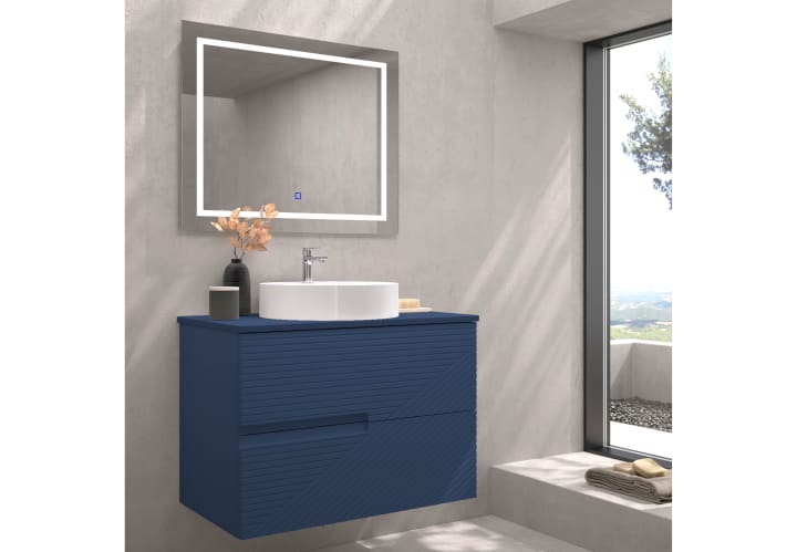 Mueble de baño con encimera piedra compactada mismo color de Bruntec Limo Principal 2