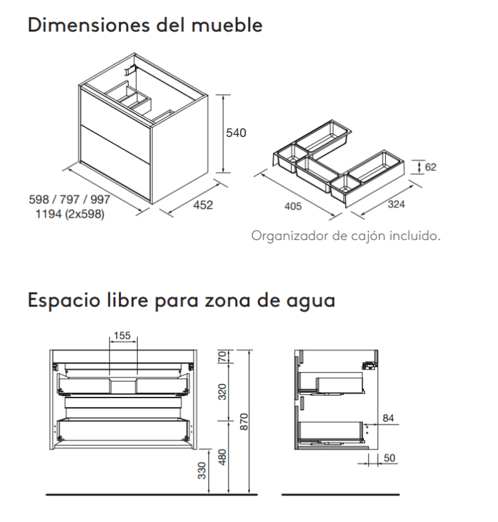 Conjunto mueble de baño Salgar Optimus Croquis 12