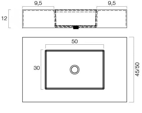 Lavabo suspendido Hidronatur Orion Croquis 9