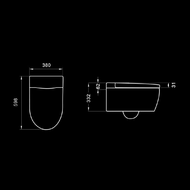 Inodoro japonés inteligente suspendido Nashi Eos Pro Croquis 9