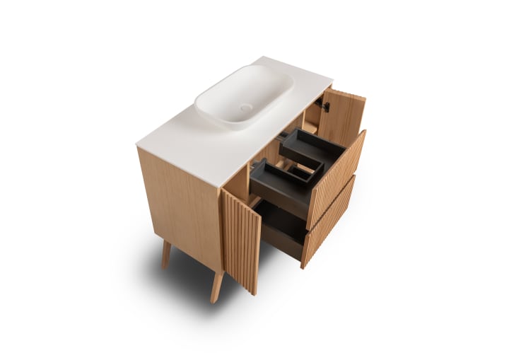Mueble de baño madera maciza con encimera de solid surface Bruntec Alpes 13 Detalle 4