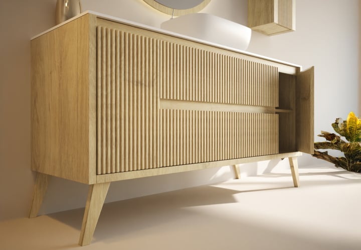 Mueble de baño madera maciza con encimera de solid surface Bruntec Alpes 13 Detalle 6