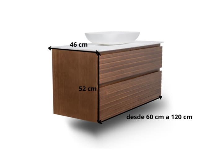 Mueble de baño madera maciza con encimera de solid surface Bruntec Alpes 5 Croquis 8