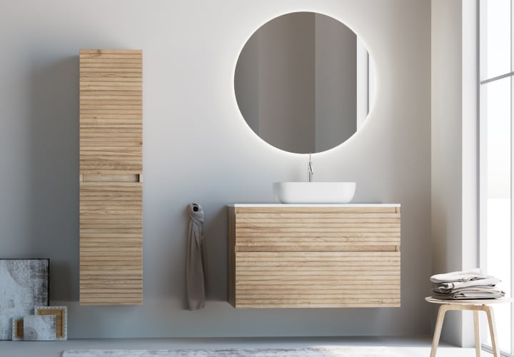 Mueble de baño madera maciza con encimera de solid surface Bruntec Alpes 5 Principal 1
