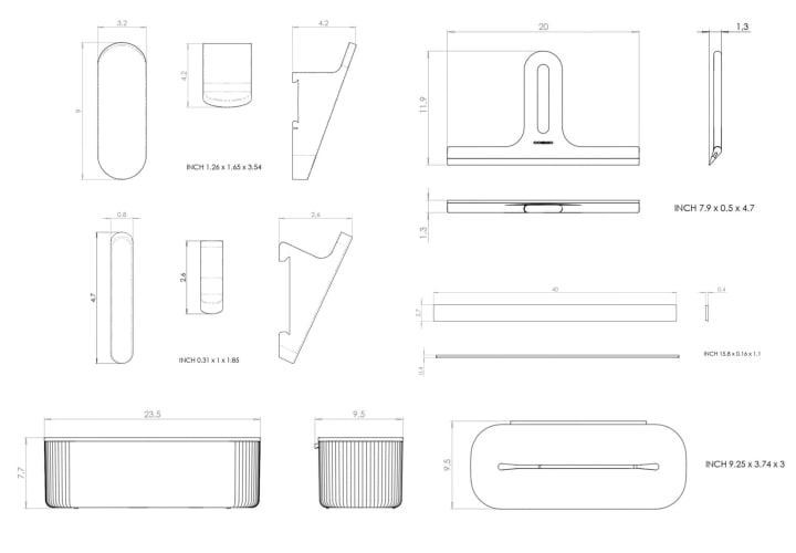 Set modular para ducha con guía de pared de Cosmic Alife Croquis 8