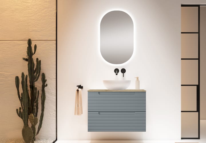 Mueble de baño con encimera hidrófuga Roble Costa Viso Kyoto Principal 1